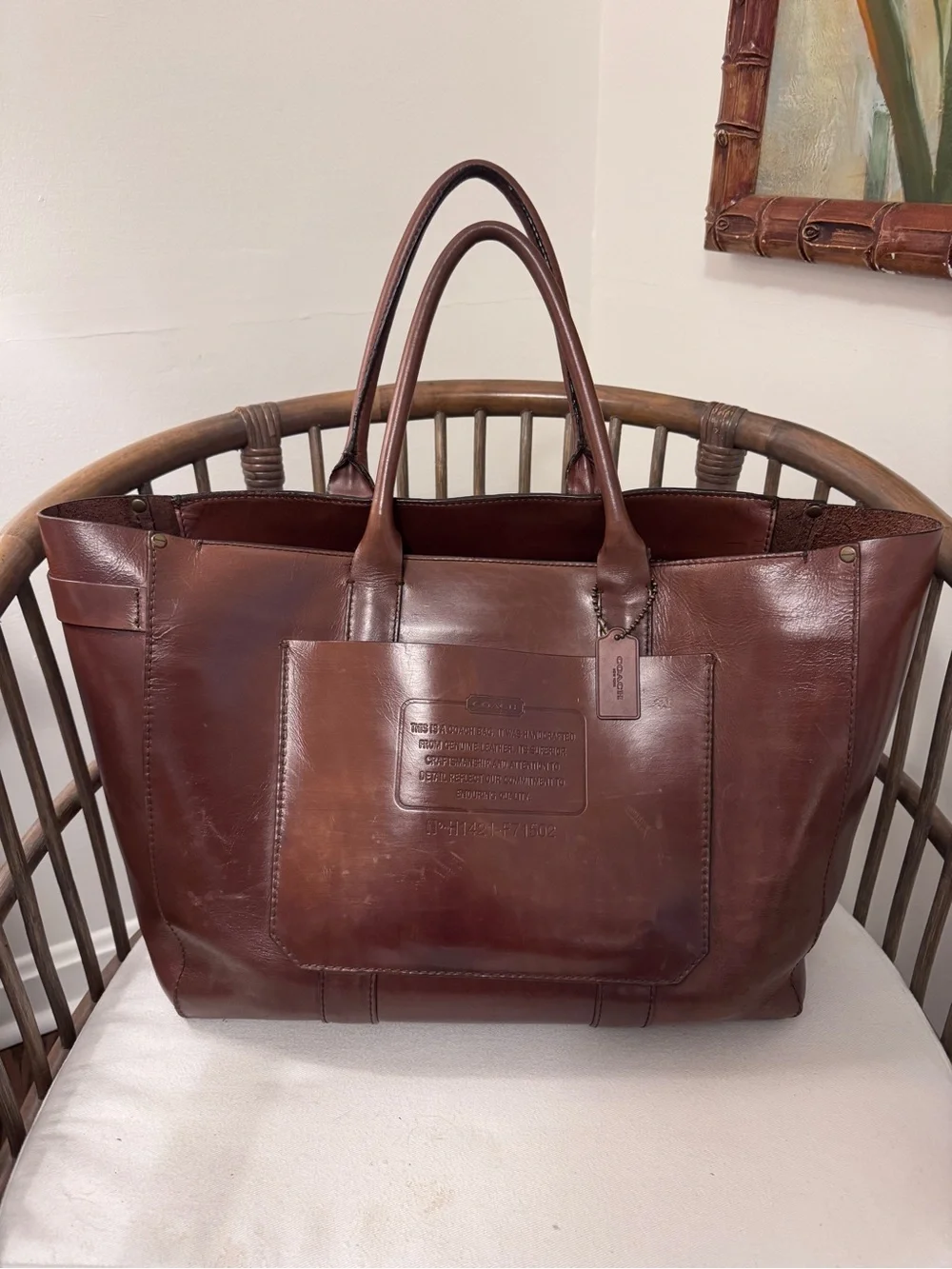 Coach Rustic Leather Tote Bag XL Mahogany Leather Vintage Y2K